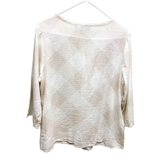 Naturals d&co Linen Blend Womens 3/4 Sleeve Top Button Down Size S - Picture 3 of 5